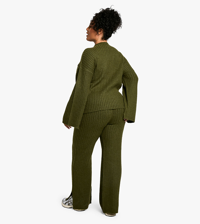 Curve Soft Knit Ribbed Sweater and Knitted Trouser Set