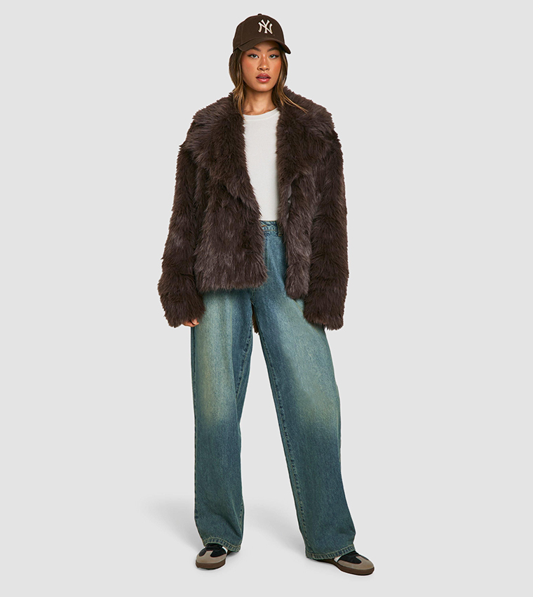 Tall Belted Faux Fur Jacket