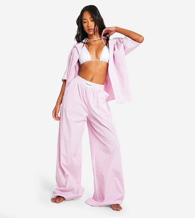 Dsgn Studio Pinstripe Wide Leg Beach Trousers