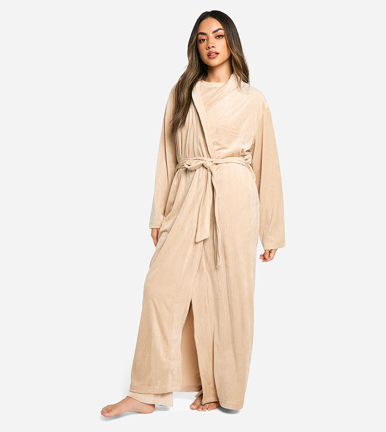 Ribbed Fleece Dressing Gown