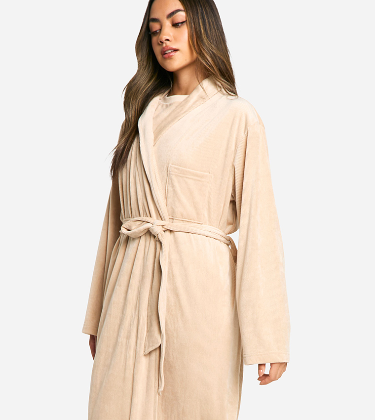 Ribbed Fleece Dressing Gown