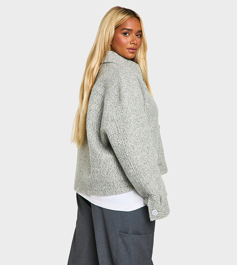 Curve Collared Boucle Wool Look Jacket