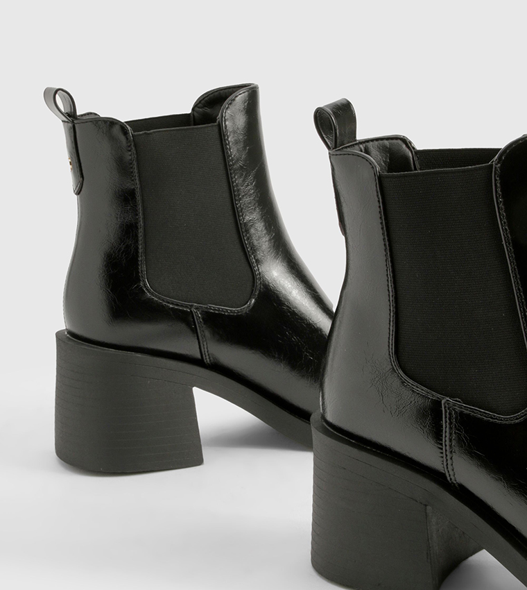 Patent Textured Heeled Chelsea Boots
