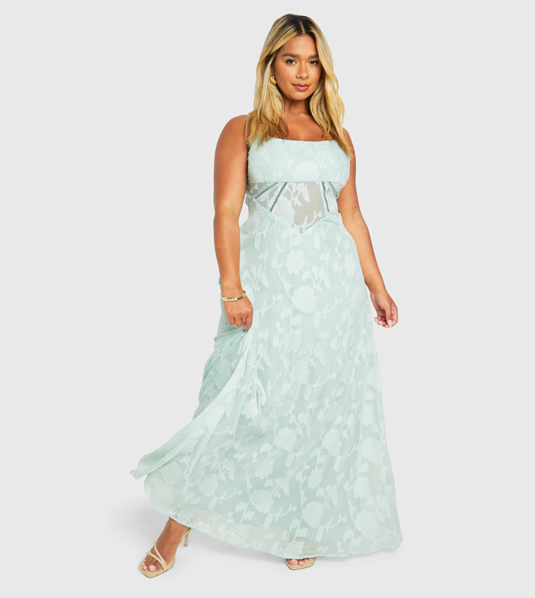 dark green dress quince Wedtrend Women Dusty Sage Wedding Guest Dress A Line Cold Shoulder Burnout  Velvet Floor Length Dress with Slit – WEDTREND main image 1