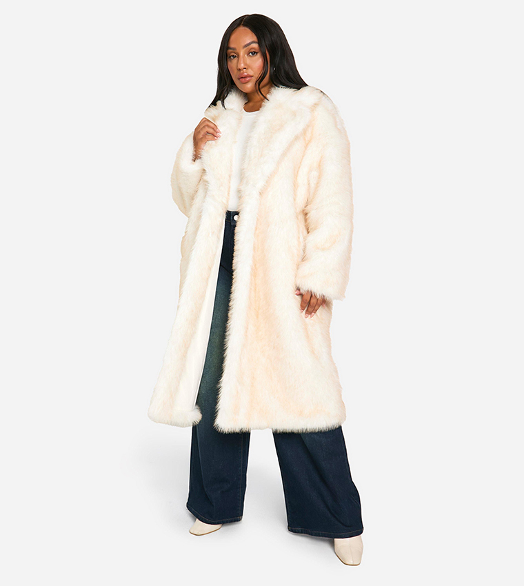 Curve Luxe Two Tone Faux Fur Coat
