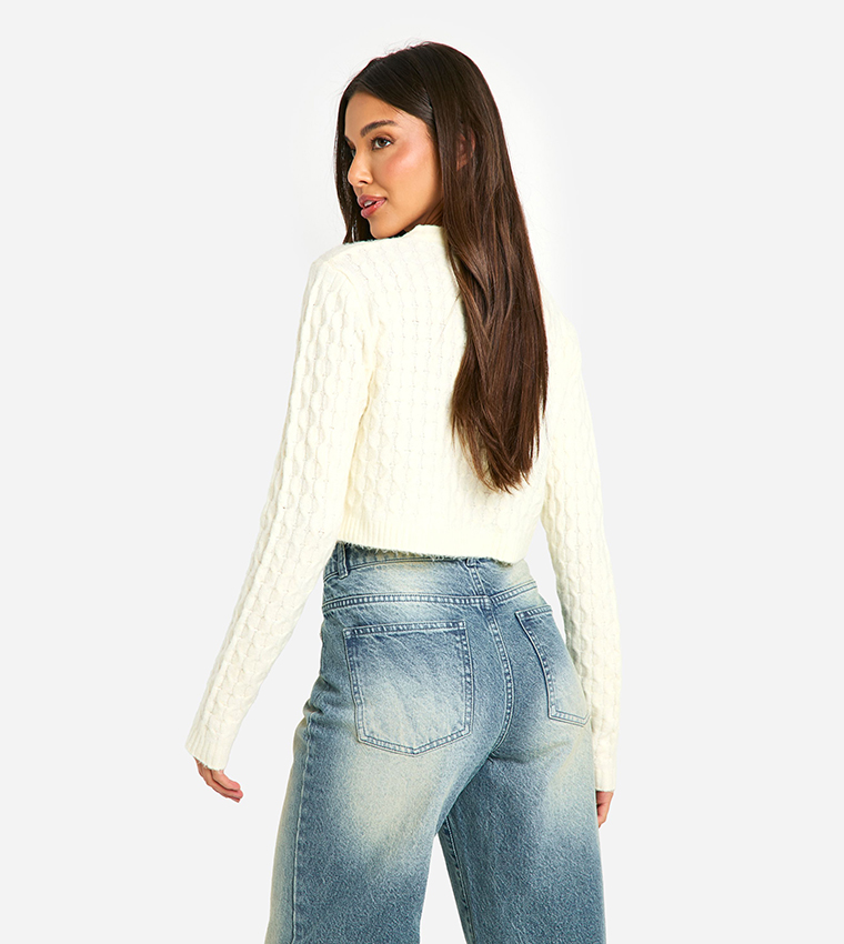 Soft Cable Knit Crop Cardigan