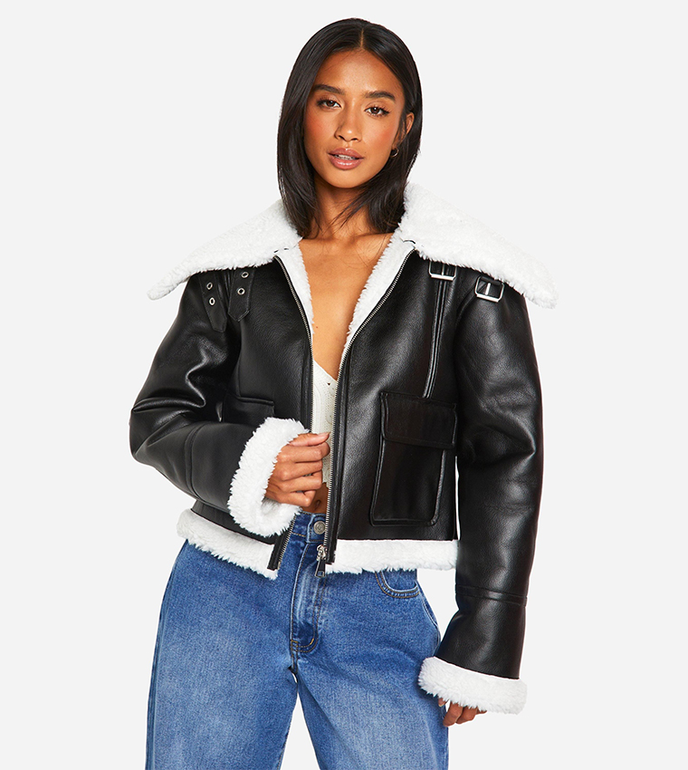 Boohoo Faux Fur Denim Jacket Black Buy Boohoo Petite Faux Fur