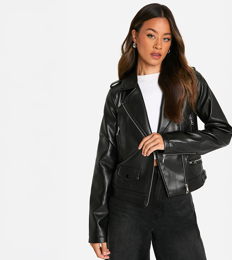 leather jacket boohoo coats for ladies