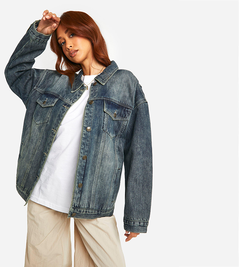 Vintage Wash Fleece Lined Denim Jacket