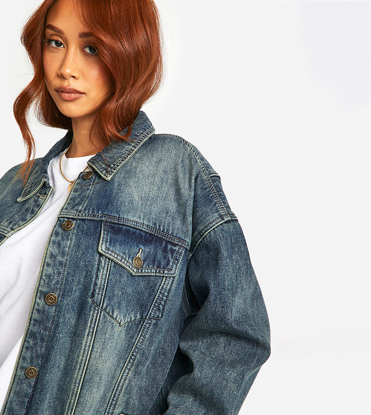 Vintage Wash Fleece Lined Denim Jacket