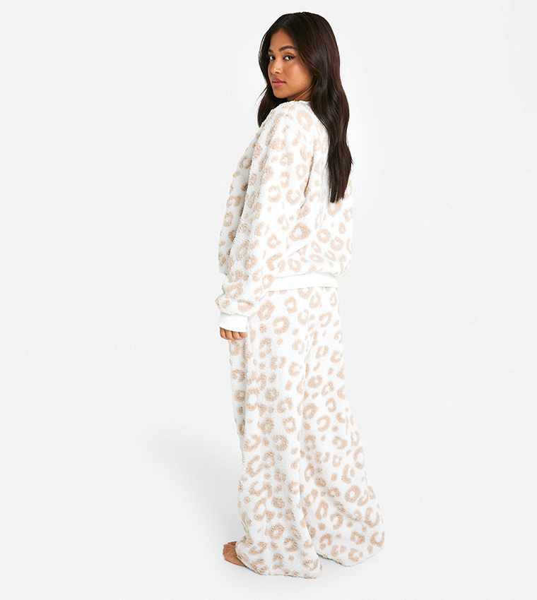 Petite Tonal Leopard Print Loungewear Set