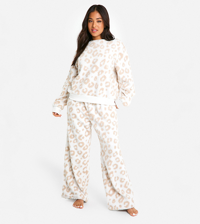 Petite Tonal Leopard Print Loungewear Set