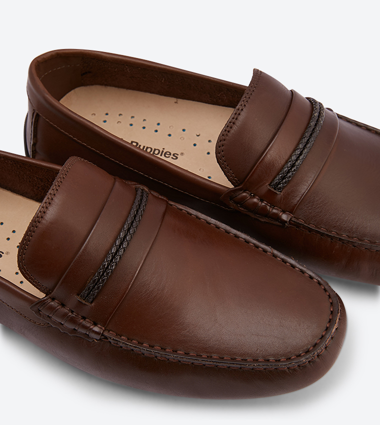 Buy Hush Puppies Jace Rope Round Toe Stitch Details Loafers Brown In