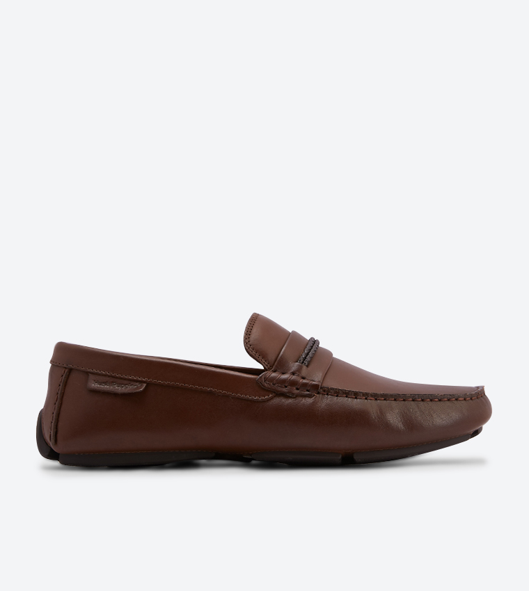 Buy Hush Puppies Jace Rope Round Toe Stitch Details Loafers Brown In