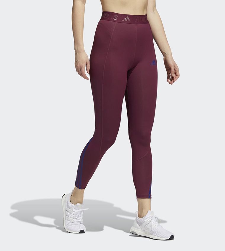 Buy Adidas Techfit 3 Stripes Long Gym Tights In Red | 6thStreet Bahrain