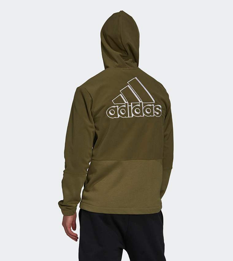 Buy Adidas Essentials Polar Fleece Giant Logo Full Zip Hoodie In