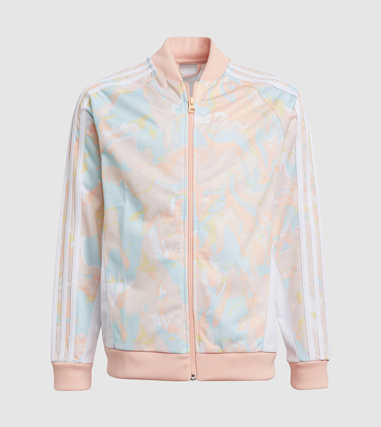 Pink flower cheap adidas jacket