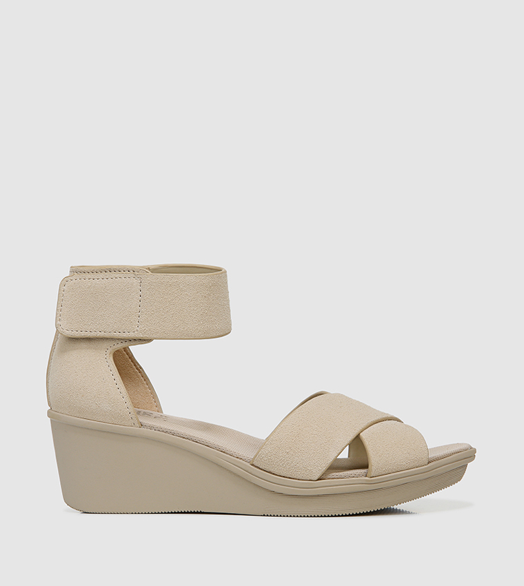 Buy Naturalizer RIVIERA Ankle Strap Wedge Sandals In Beige | 6thStreet ...