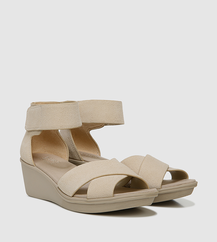 Buy Naturalizer RIVIERA Ankle Strap Wedge Sandals In Beige | 6thStreet UAE