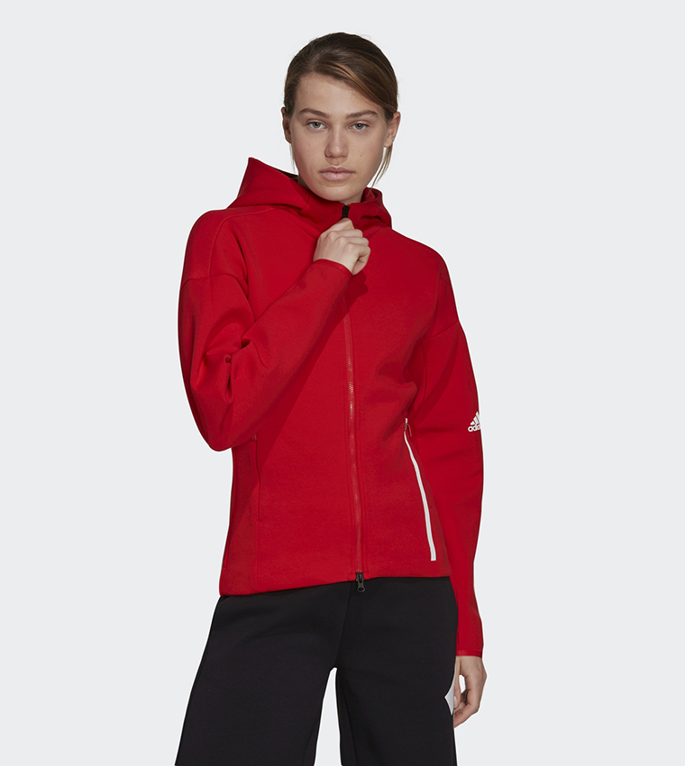 Buy Adidas Z.n.e. Solid Activewear Hoodie In Red 6thStreet Kuwait