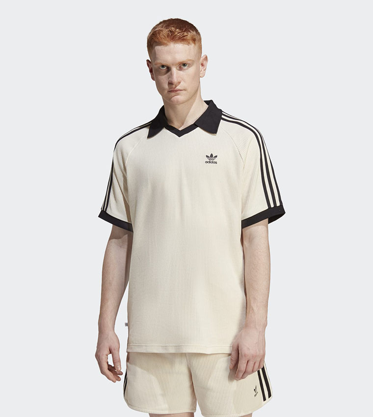 Buy Adidas Adicolor Classics Waffle Polo Shirt In Beige