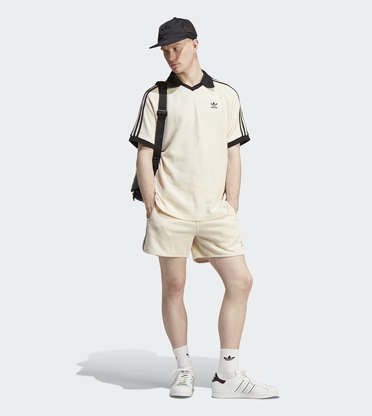 Buy Adidas Adicolor Classics Waffle Polo Shirt In Beige