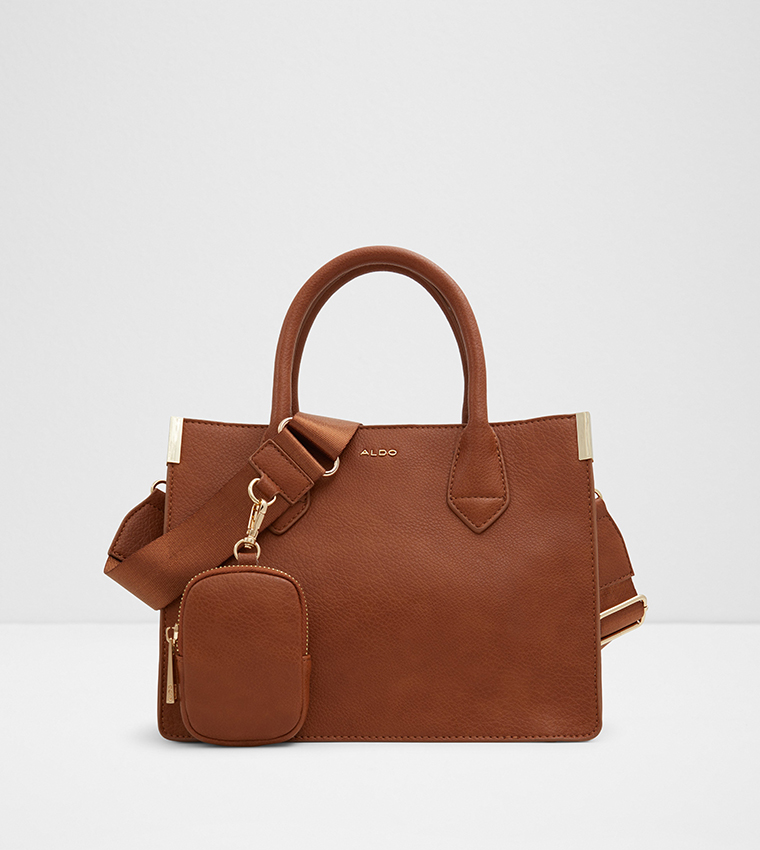 Buy Aldo HAISWEN Textured Satchel Bag With Coin Pouch In Brown ...