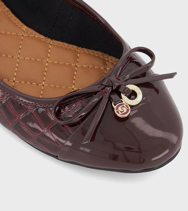 HALLO Textured Bow Detail Ballerinas