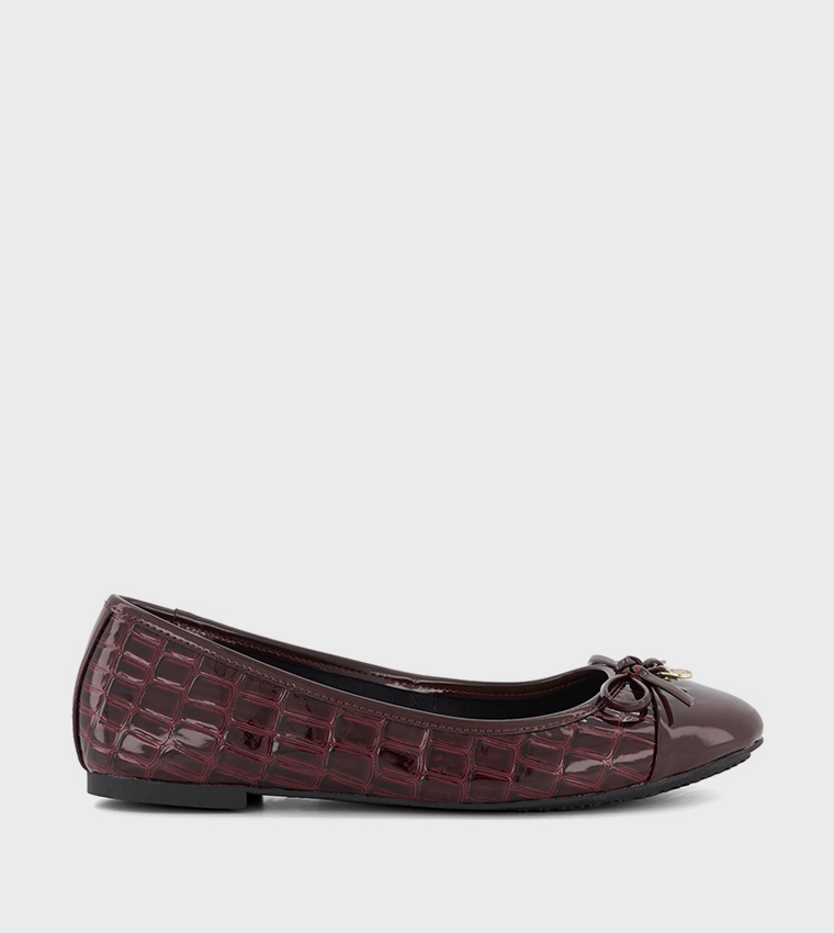 HALLO Textured Bow Detail Ballerinas