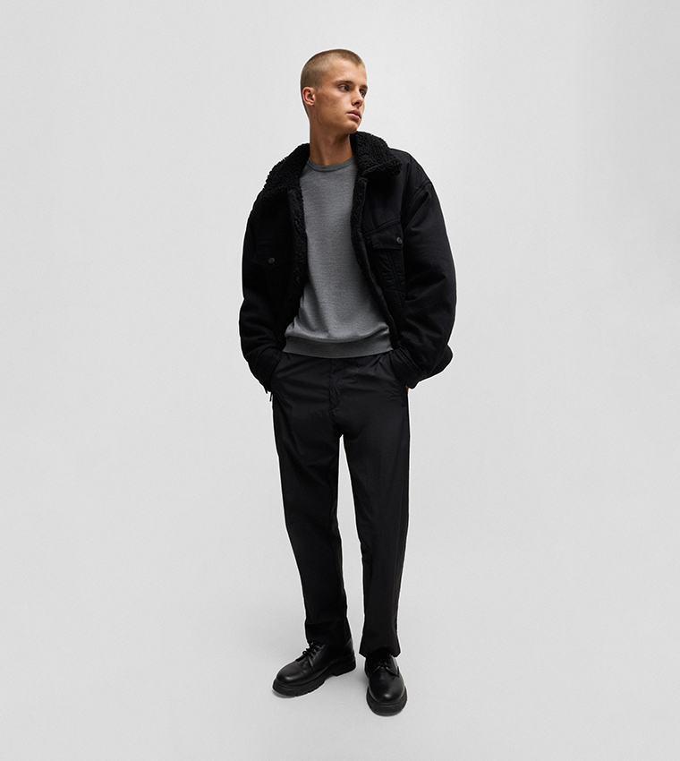 Textured Crew Neck Sweater