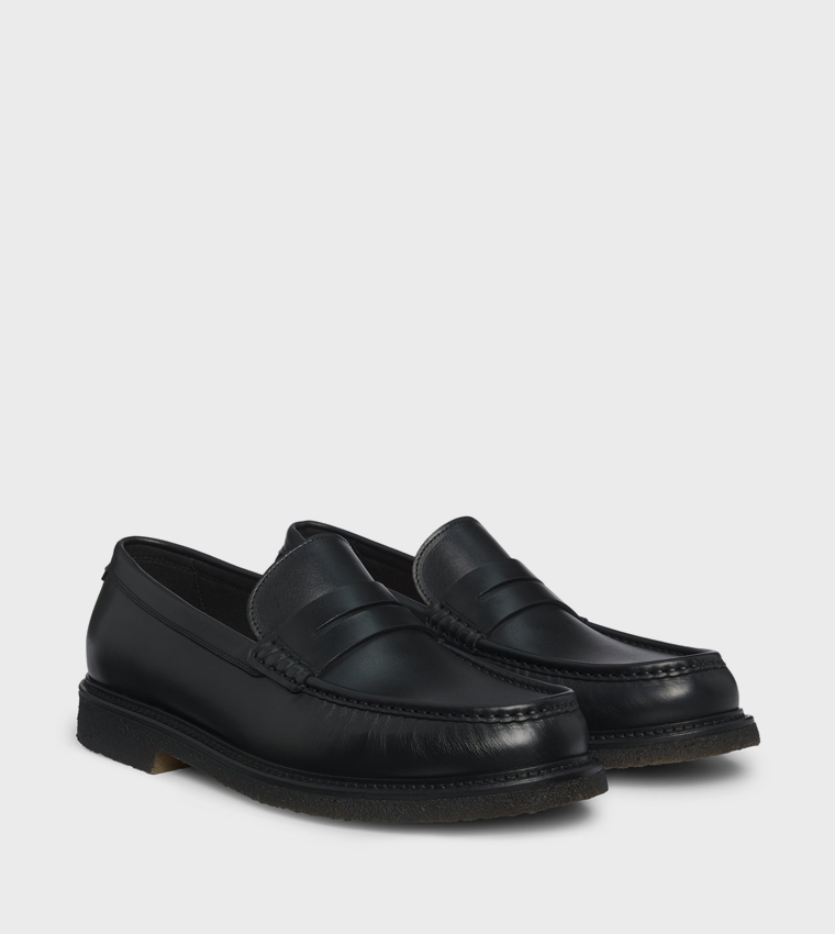 Textured Leather Loafers