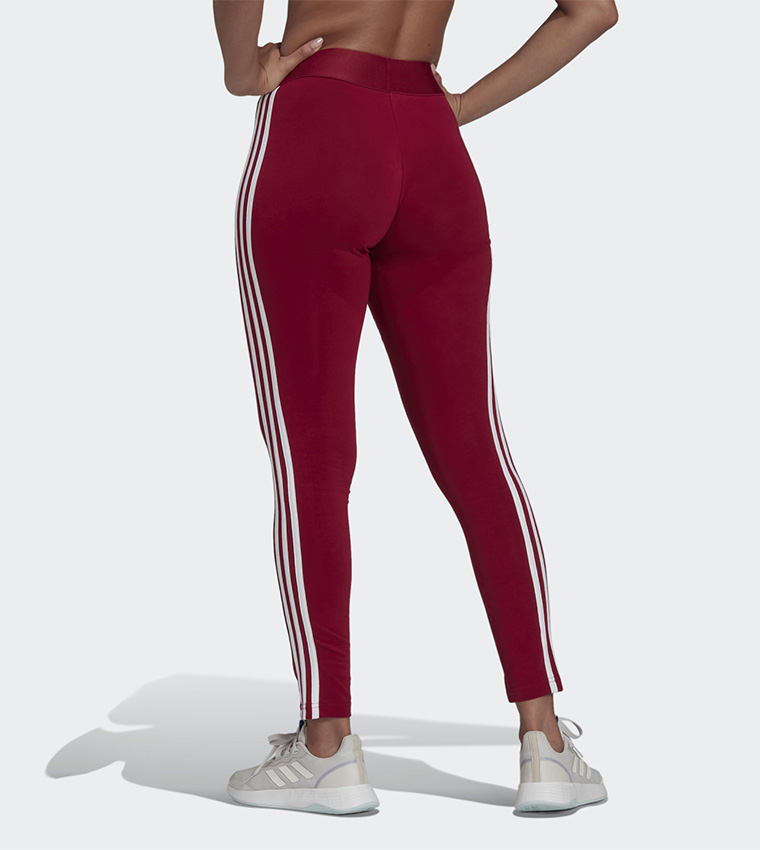Buy Adidas Loungewear Essentials 3 Stripes Leggings In Red