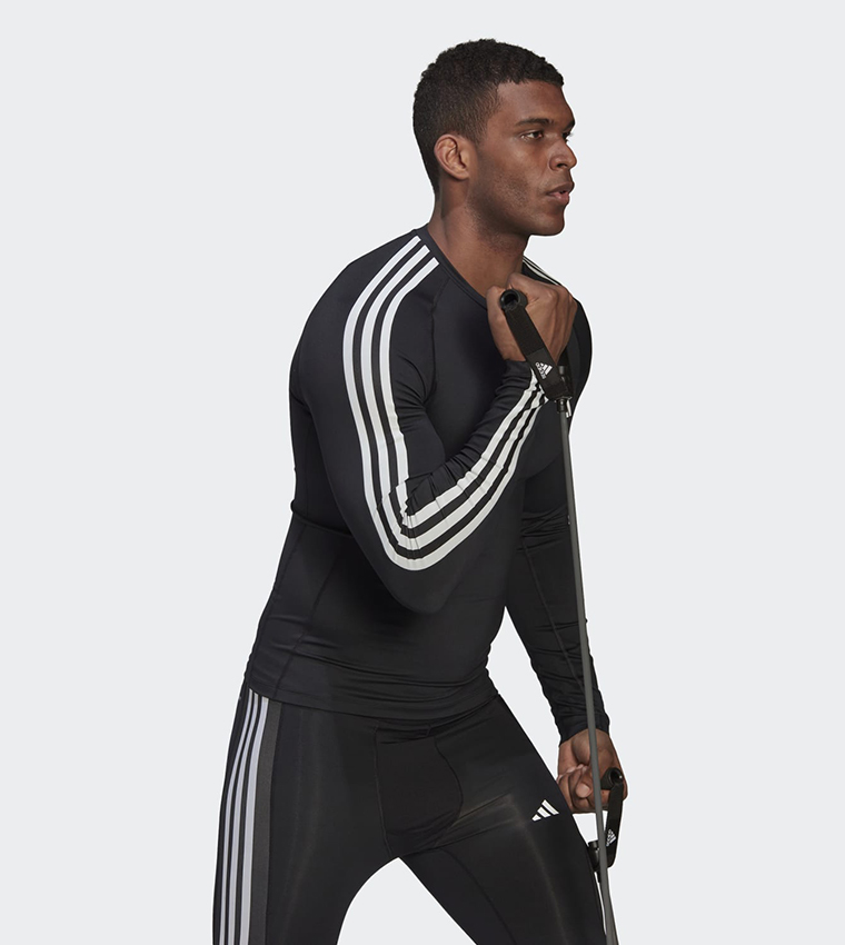 Techfit 3-Stripes Training Long Sleeve T-Shirt