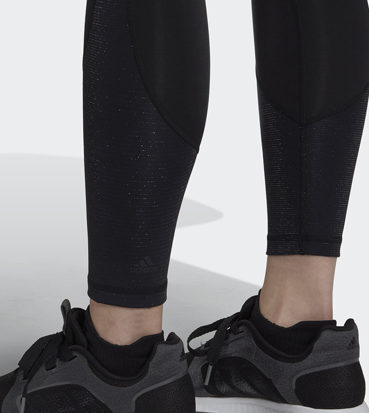 Buy Adidas Optime Training Shiny Full Length Leggings In Black