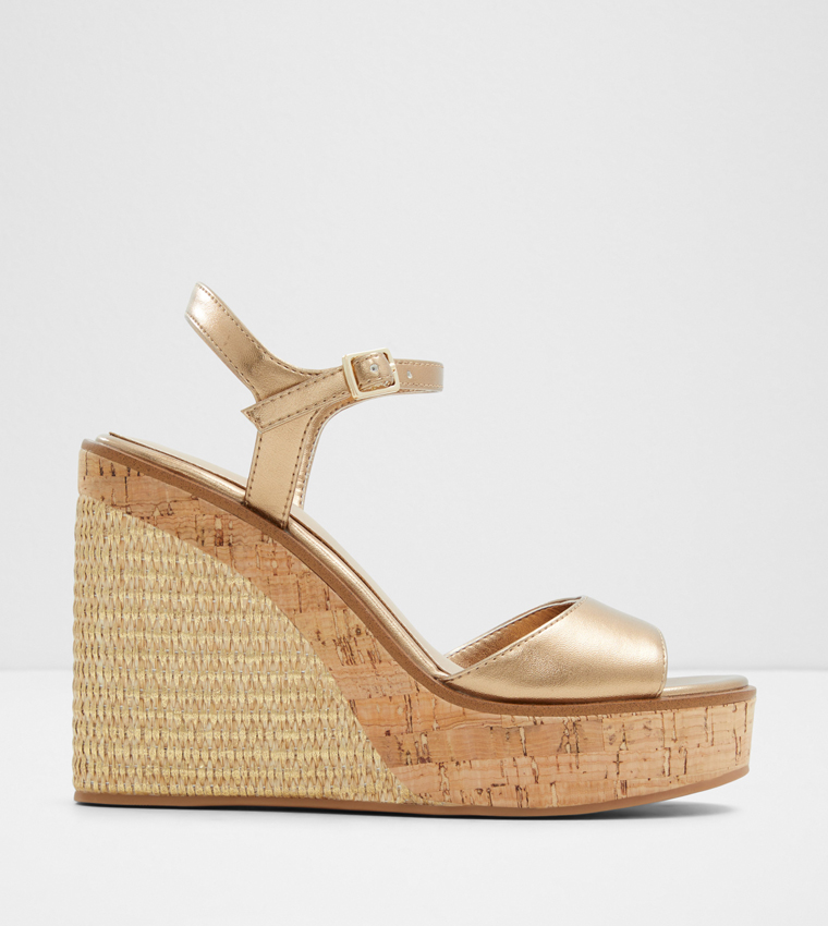 Buy Aldo HIJIKI Ankle Strap Wedges In Gold 6thStreet UAE