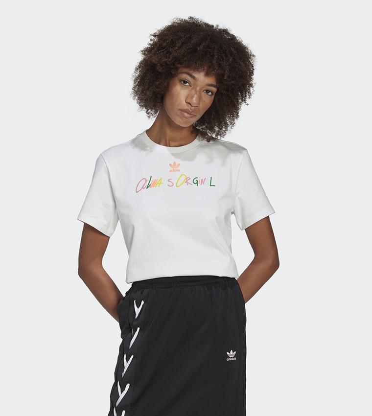 Adidas tape cheap tee womens