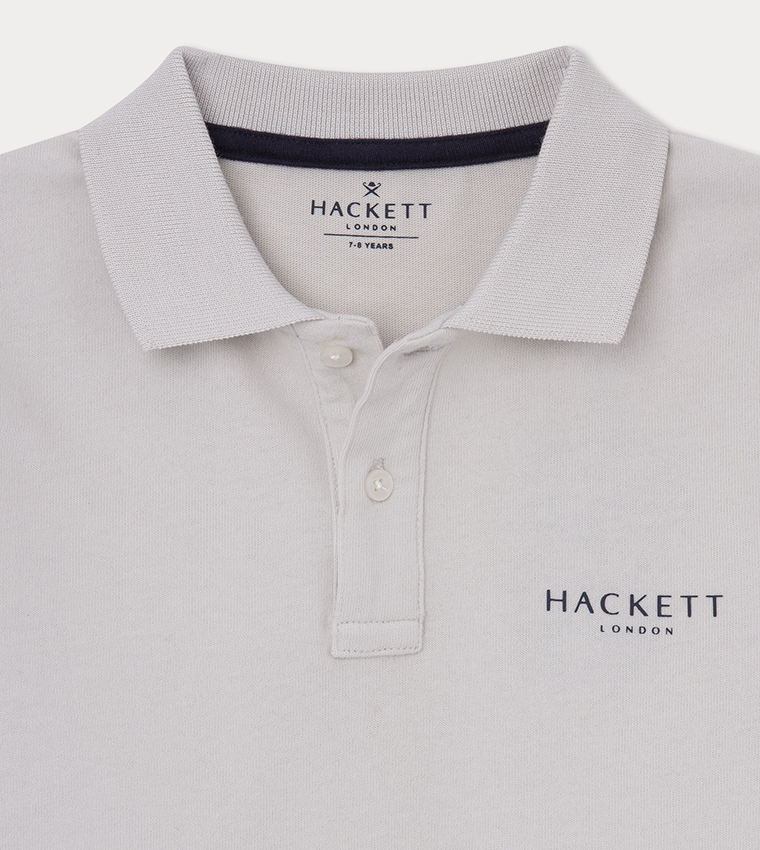 تيشيرت بولو بأكمام طويلة بشريط شعار