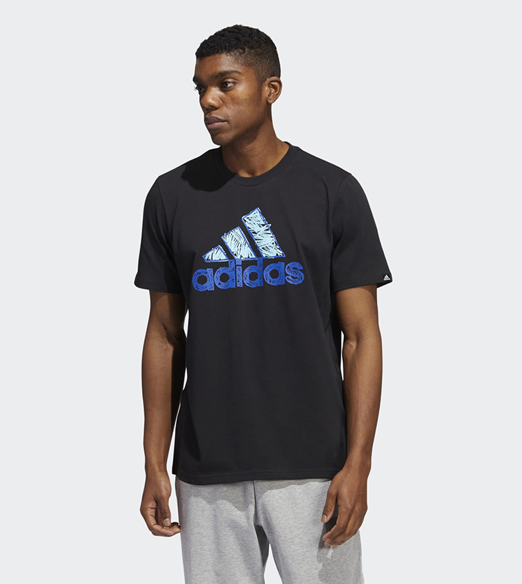 Buy Adidas Sketch Badge Of Sport Graphic Print Crew Neck T Shirt In Black 6thStreet Kuwait