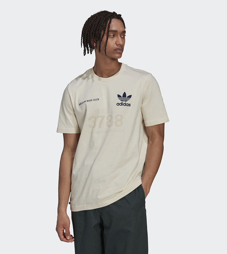 Buy Adidas Graphics Mellow Ride Club Crew Neck T Shirt In Off