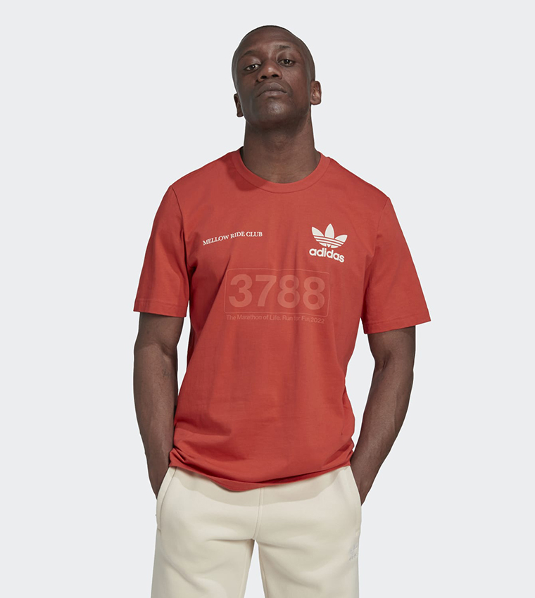 Buy Adidas Graphics Mellow Ride Club Crew Neck T Shirt In Red