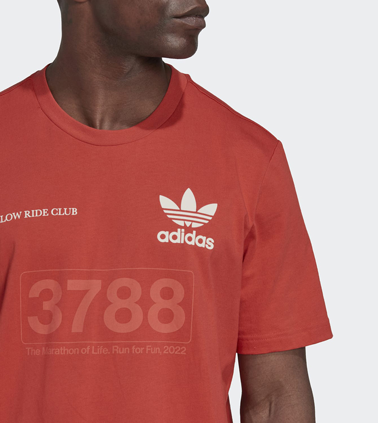Buy Adidas Graphics Mellow Ride Club Crew Neck T Shirt In Red