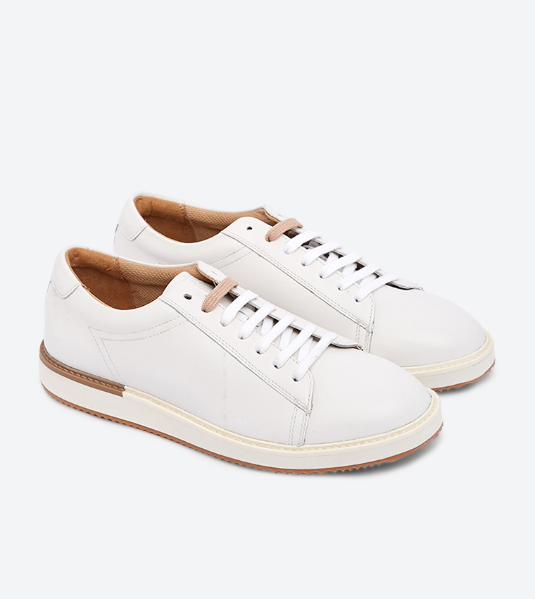 Buy Hush Puppies Heath Lace Up Closure Round Toe Sneakers White In