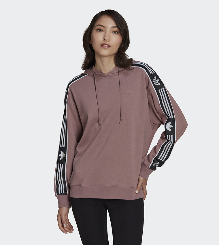 Adidas tape overhead hoodie pink online