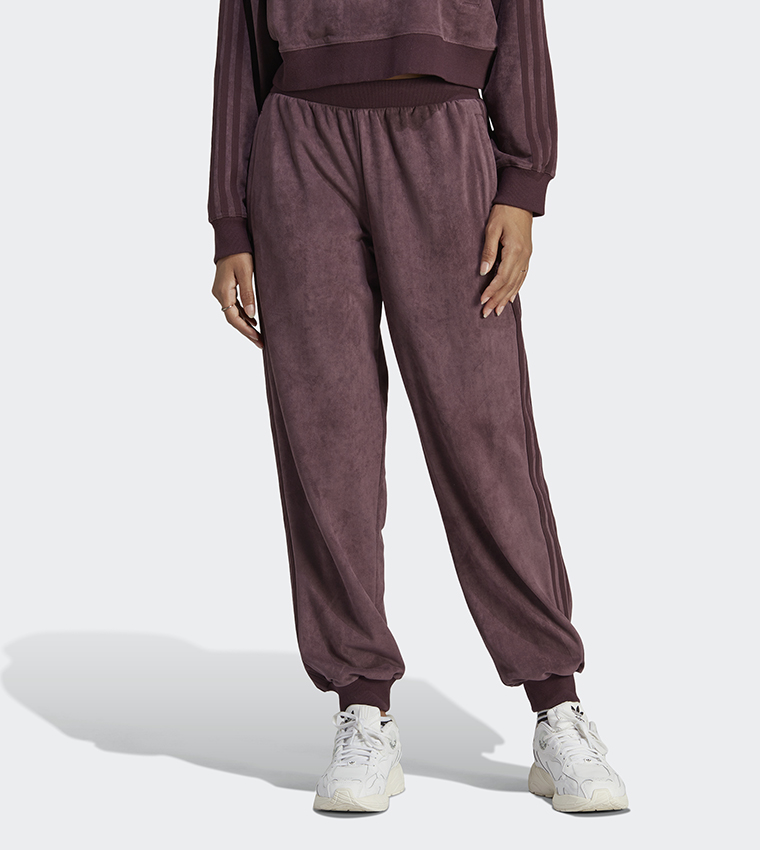 Buy Adidas Elastic Waist Suede Cuff Active Joggers In Maroon