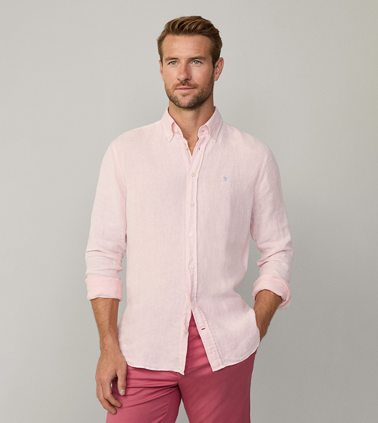 Button-Down Collar Linen Shirt