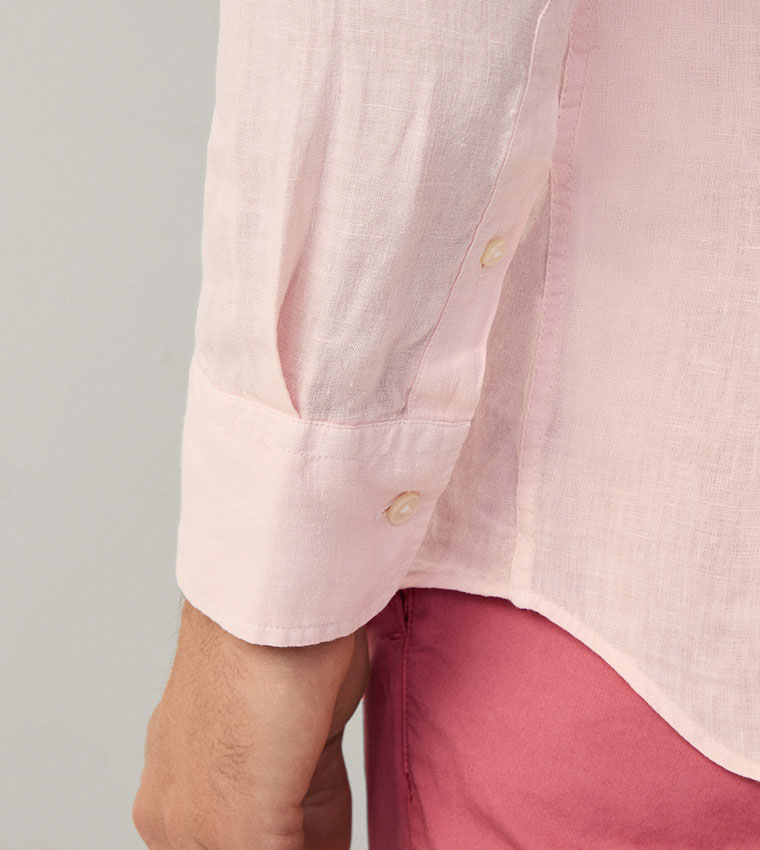 Button-Down Collar Linen Shirt