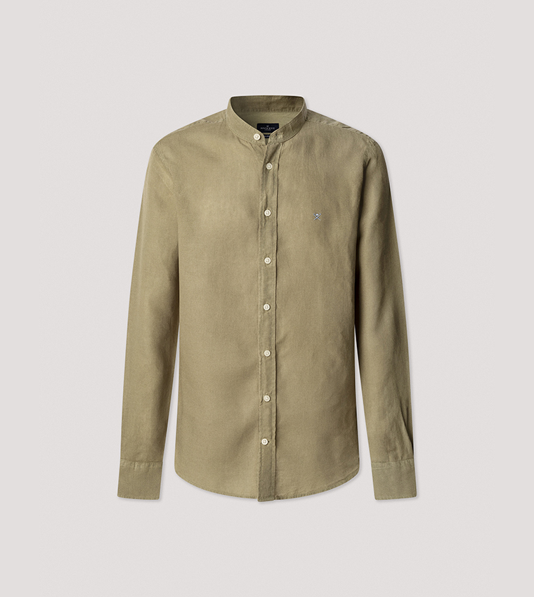 Mandarin Collar Linen Shirt