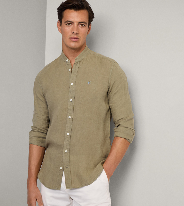 Mandarin Collar Linen Shirt