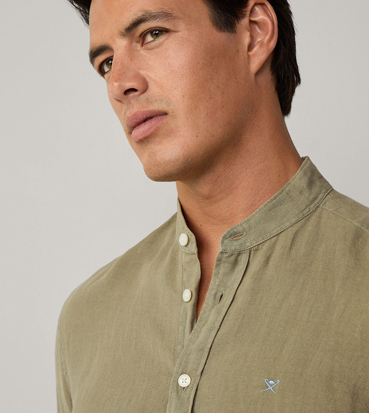 Mandarin Collar Linen Shirt