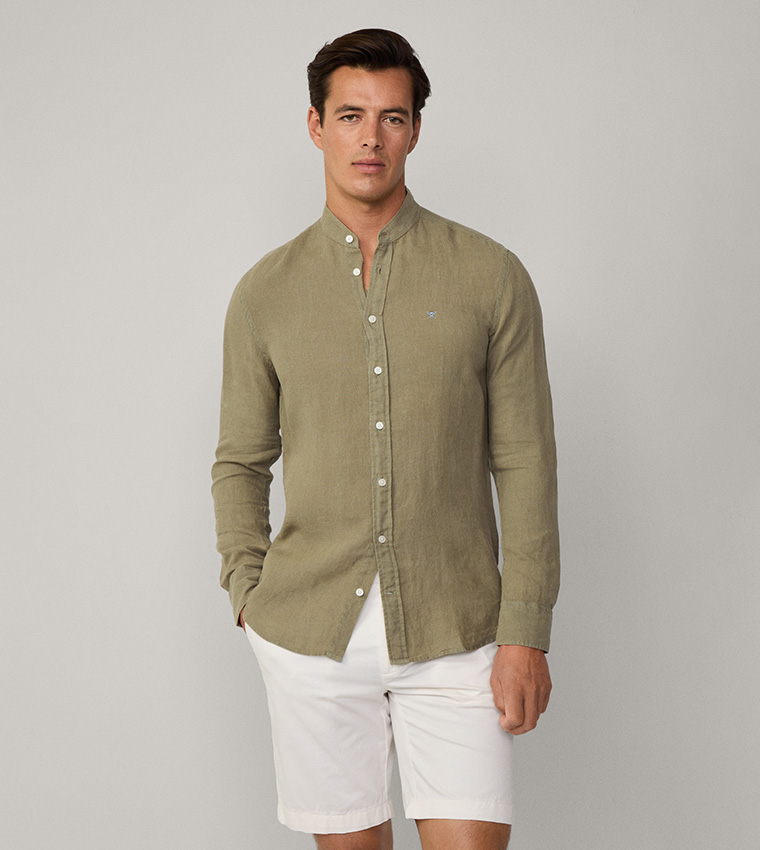 Mandarin Collar Linen Shirt